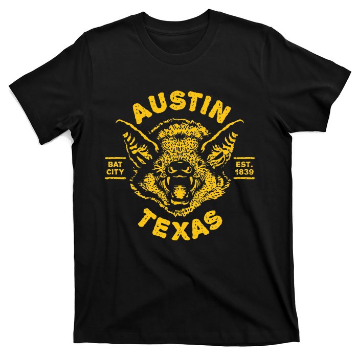 Austin Bat Bat City Texas Tx Est Established 1839 Design T-Shirt