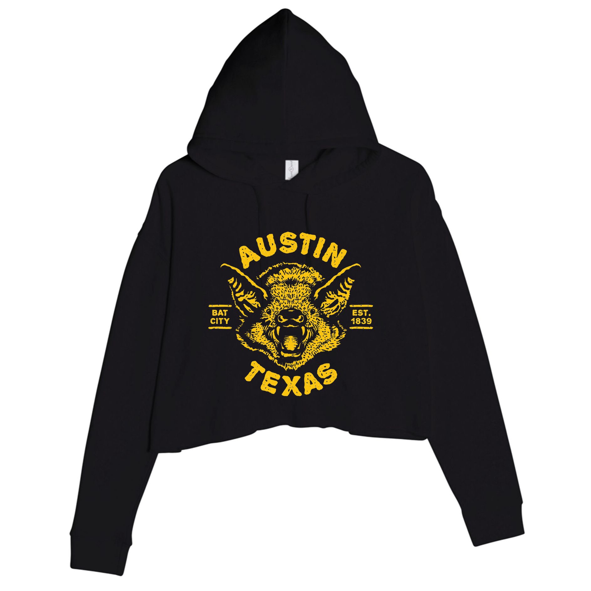 Austin Bat Bat City Texas Tx Est Established 1839 Design Crop Fleece Hoodie