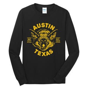 Austin Bat Bat City Texas Tx Est Established 1839 Design Tall Long Sleeve T-Shirt