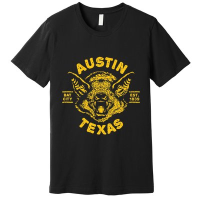 Austin Bat Bat City Texas Tx Est Established 1839 Design Premium T-Shirt