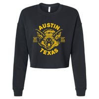 Austin Bat Bat City Texas Tx Est Established 1839 Design Cropped Pullover Crew