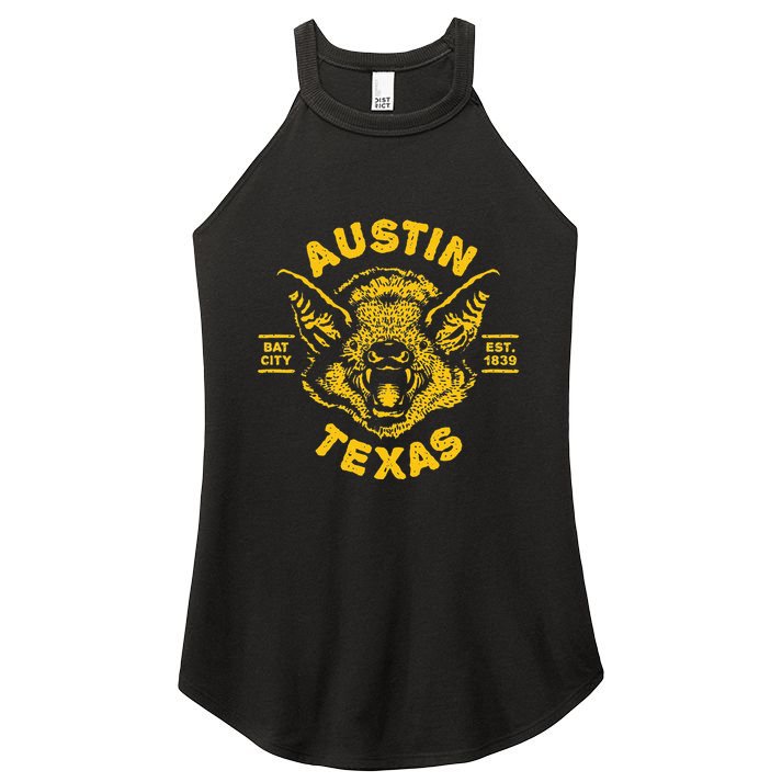 Austin Bat Bat City Texas Tx Est Established 1839 Design Women's Perfect Tri Rocker Tank