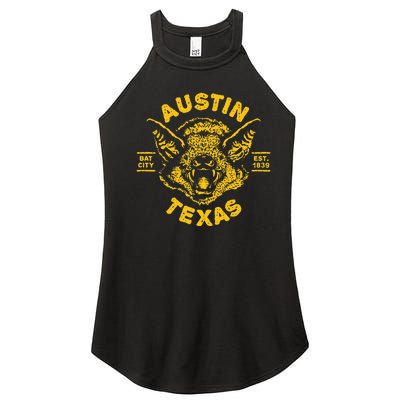 Austin Bat Bat City Texas Tx Est Established 1839 Design Women’s Perfect Tri Rocker Tank