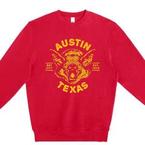 Austin Bat Bat City Texas Tx Est Established 1839 Design Premium Crewneck Sweatshirt