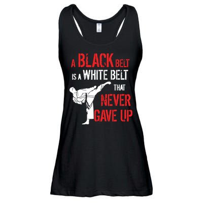 A Black Belt Is A White Belt That Never Gave Up Karate Gift Ladies Essential Flowy Tank