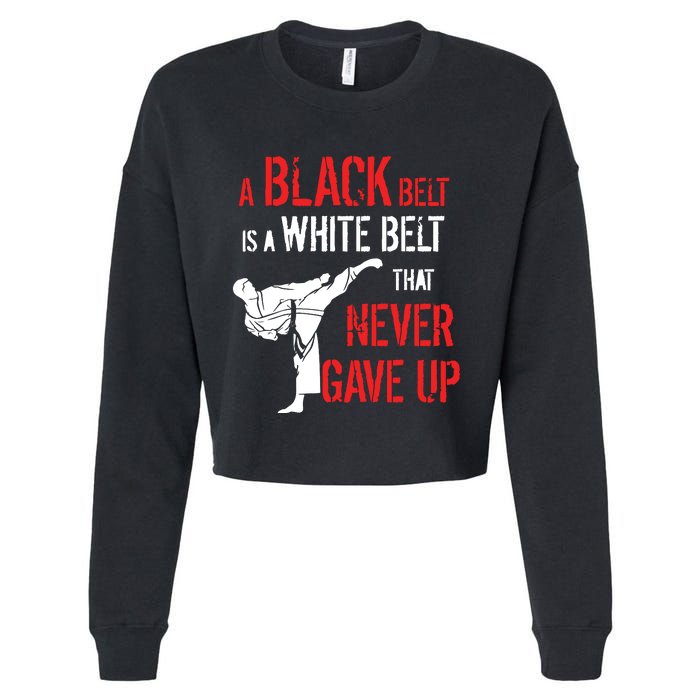 A Black Belt Is A White Belt That Never Gave Up Karate Gift Cropped Pullover Crew