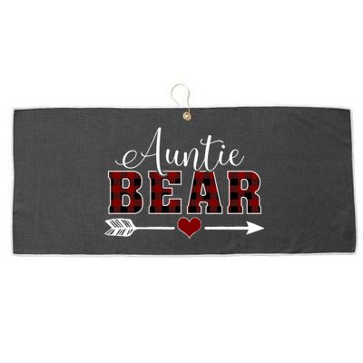 Auntie Bear Buffalo Plaid Arrow Heart Aunt Christmas Pajama Cute Gift Large Microfiber Waffle Golf Towel