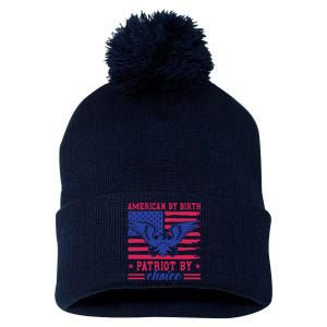 American By Birth Patriot By Choice Pom Pom 12in Knit Beanie