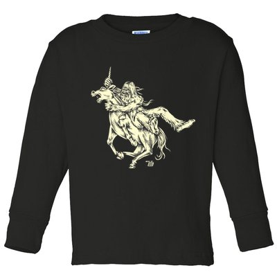 Ames Bros Bigfoot Vs Unicorn Toddler Long Sleeve Shirt