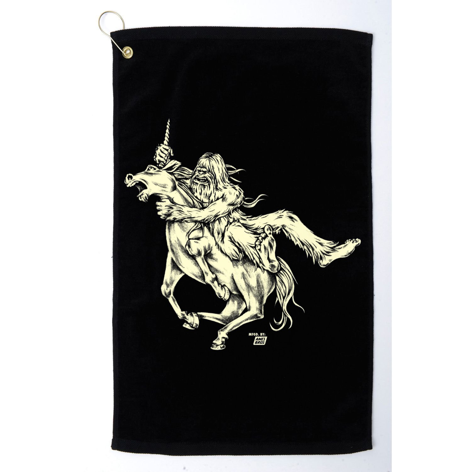 Ames Bros Bigfoot Vs Unicorn Golf Towel