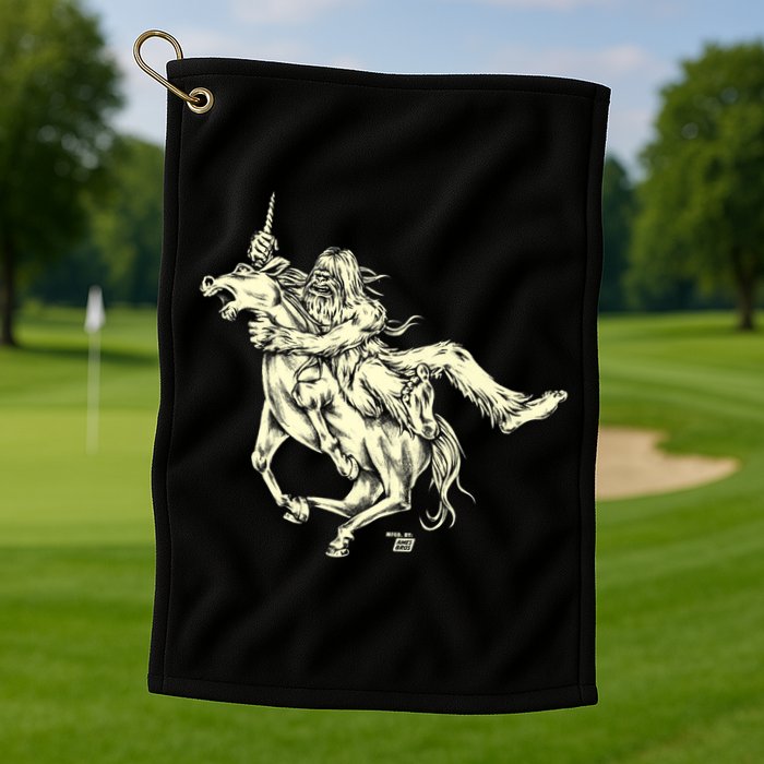 Ames Bros Bigfoot Vs Unicorn Golf Towel