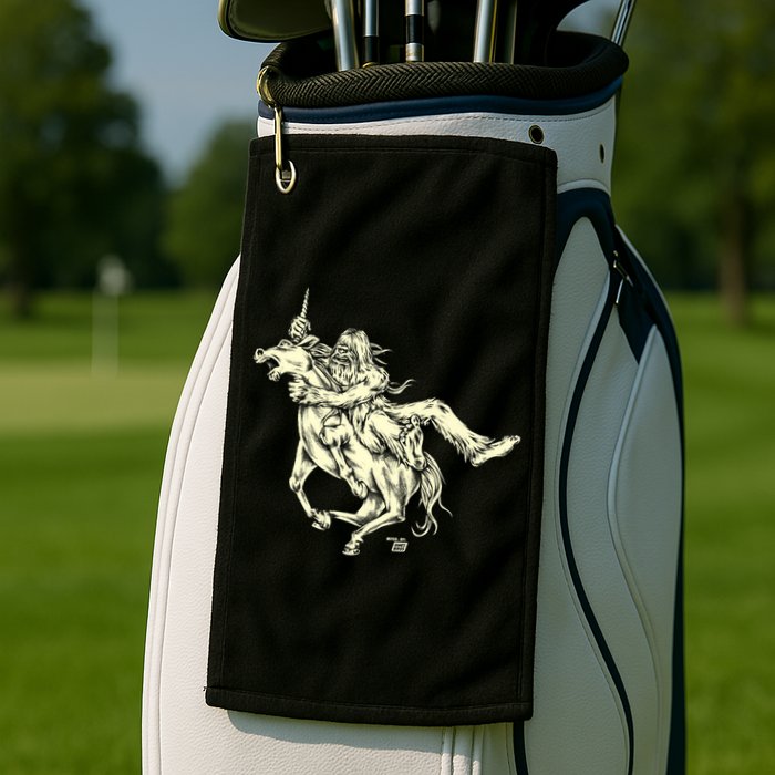 Ames Bros Bigfoot Vs Unicorn Golf Towel