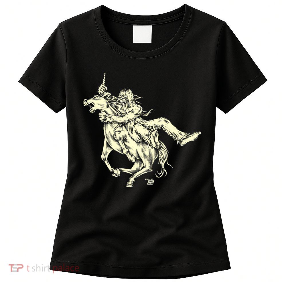 Ames Bros Bigfoot Vs Unicorn Womens T-Shirt
