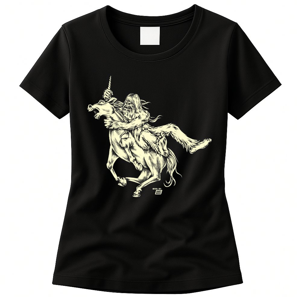 Ames Bros Bigfoot Vs Unicorn Womens T-Shirt