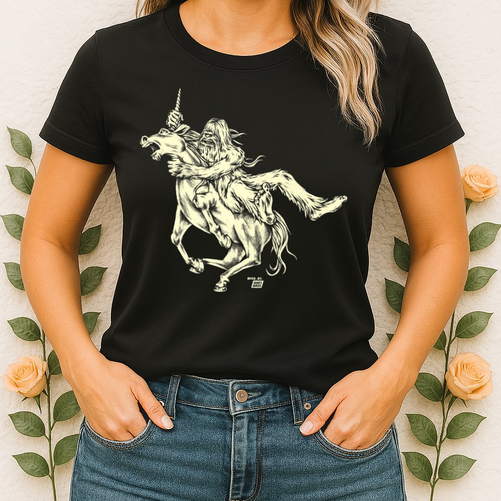 Ames Bros Bigfoot Vs Unicorn Womens T-Shirt