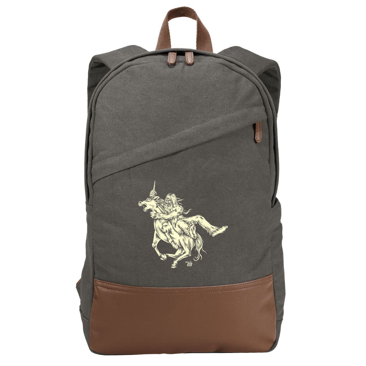 Ames Bros Bigfoot Vs Unicorn Cotton Canvas Backpack