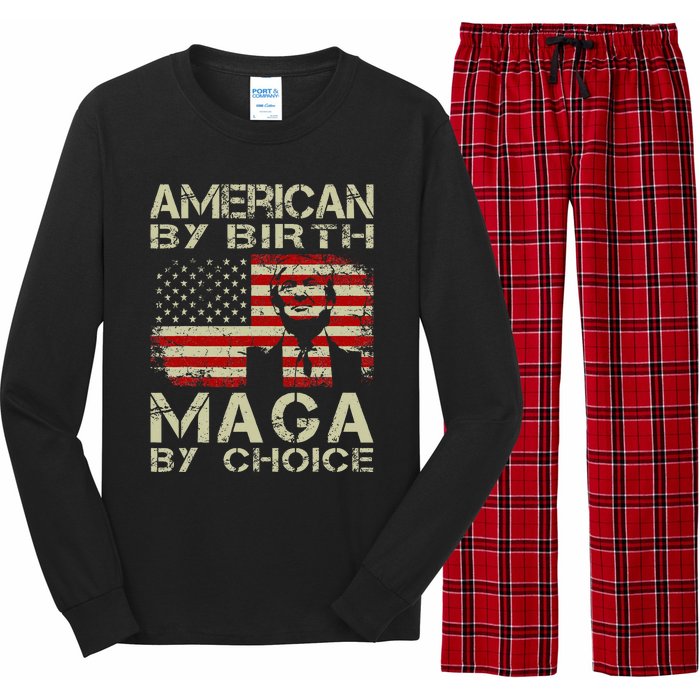 American By Birth Maga By Choice Pro Trump 2024 Us Flag Long Sleeve Pajama Set