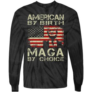 American By Birth Maga By Choice Pro Trump 2024 Us Flag Tie-Dye Long Sleeve Shirt