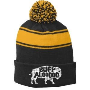 American Bison Buffalo Lover Wildlife Outdoor National Park Stripe Pom Pom Beanie