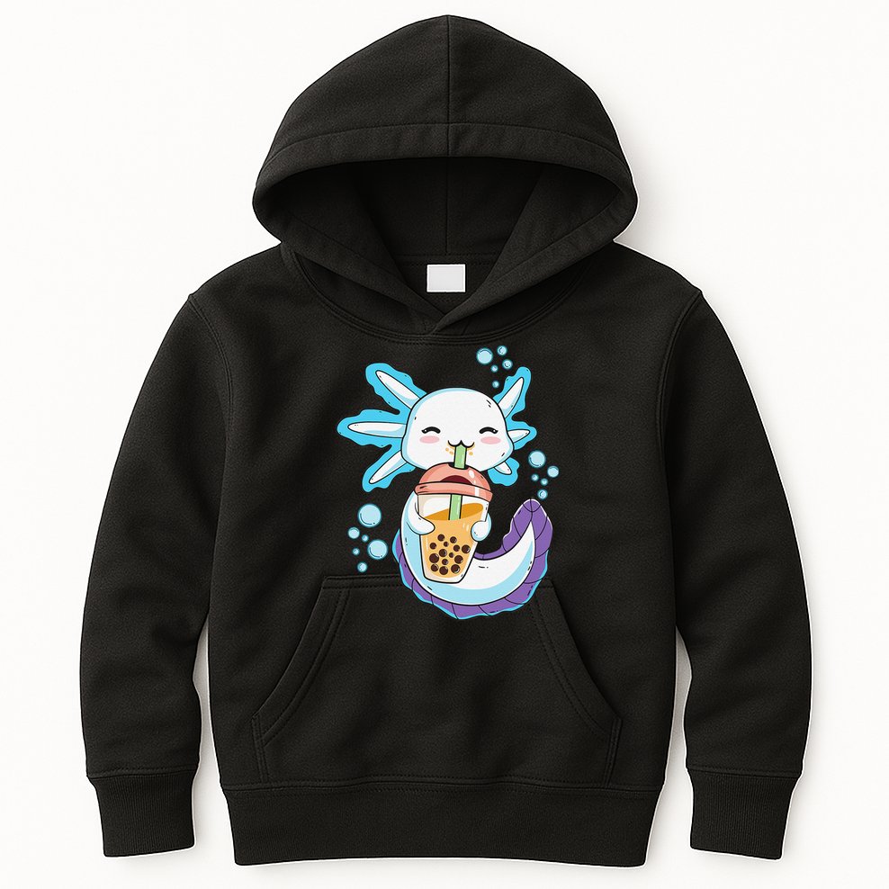 Axolotl Boba Bubble Tea Kawaii Anime Japanese  Teen   Kids Hoodie