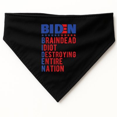 Anti Biden Braindead Idiot Destroying Entire Nation USA-Made Doggie Bandana