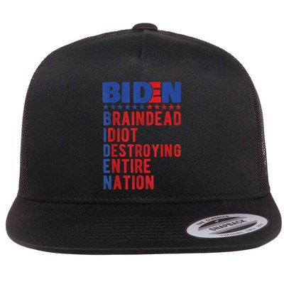 Anti Biden Braindead Idiot Destroying Entire Nation Flatbill Hat