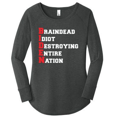 Anti Biden Braindead Idiot Destroying Entire Nation Women's Perfect Tri Tunic Long Sleeve Shirt