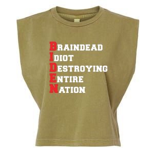 Anti Biden Braindead Idiot Destroying Entire Nation Garment-Dyed Women's Muscle Tee