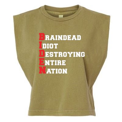 Anti Biden Braindead Idiot Destroying Entire Nation Garment-Dyed Women's Muscle Tee