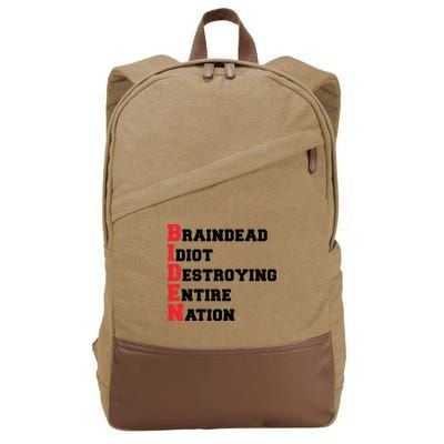 Anti Biden Braindead Idiot Destroying Entire Nation Cotton Canvas Backpack