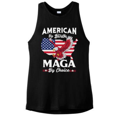 American By Birth MAGA By Choice Pro Trump 2024 Republican Ladies PosiCharge Tri-Blend Wicking Tank