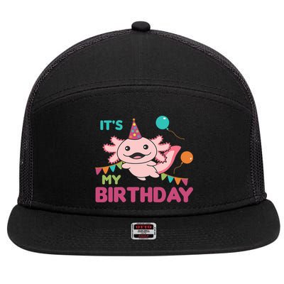 Axolotl Balloons Birthday Axolotls 7 Panel Mesh Trucker Snapback Hat