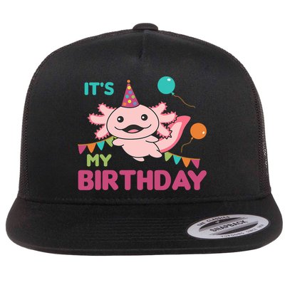 Axolotl Balloons Birthday Axolotls Flat Bill Trucker Hat