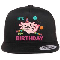 Axolotl Balloons Birthday Axolotls Flat Bill Trucker Hat
