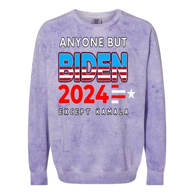 Anyone But Biden Except Kamala President Trump 2024 Colorblast Crewneck Sweatshirt