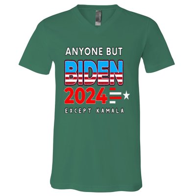 Anyone But Biden Except Kamala President Trump 2024 V-Neck T-Shirt