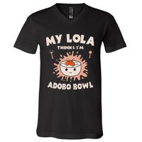 Adobo Bowl Chicken Lola Cuisine Philippine Flag Grandma V-Neck T-Shirt