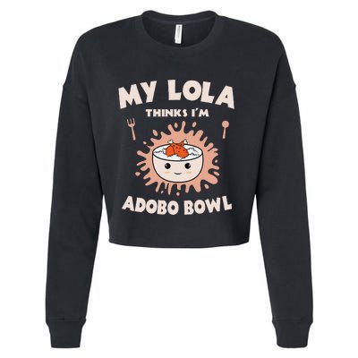 Adobo Bowl Chicken Lola Cuisine Philippine Flag Grandma Cropped Pullover Crew