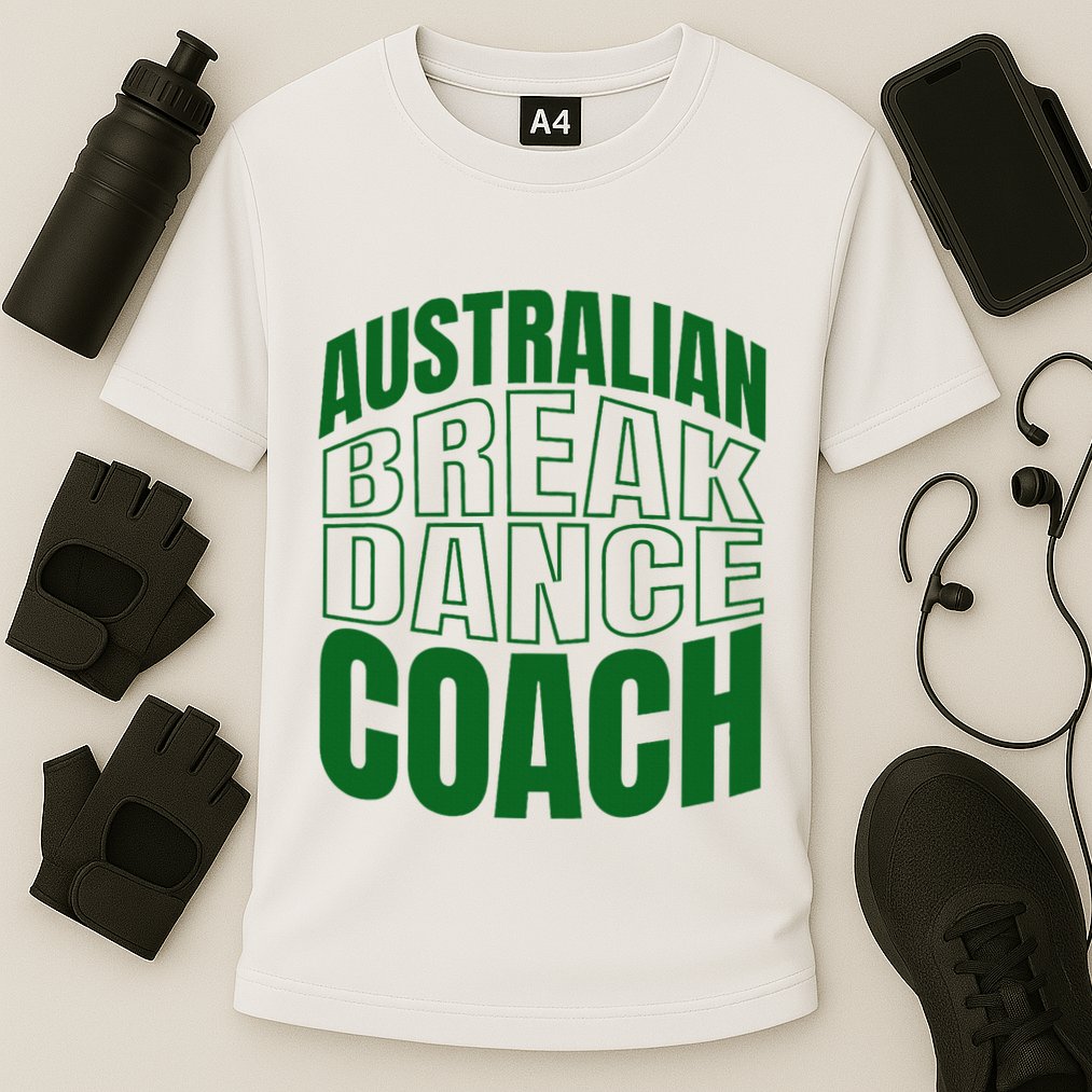 Australian Breakdance Coach Costume Cooling Performance Crew T-Shirt