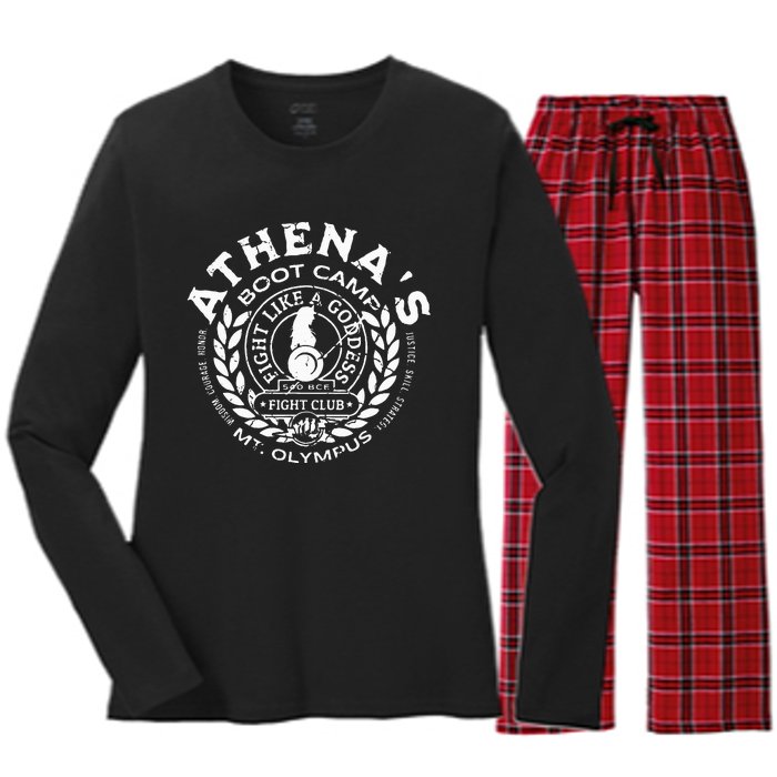 AthenaS Boot Camp Greek Mythology Olympus Lore Goddess Women's Long Sleeve Flannel Pajama Set 