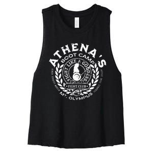 AthenaS Boot Camp Greek Mythology Olympus Lore Goddess Women's Racerback Cropped Tank