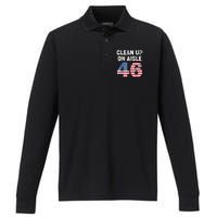 Anti Biden Clean Up On Aisle 46 Impeach Biden Performance Long Sleeve Polo