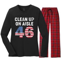 Anti Biden Clean Up On Aisle 46 Impeach Biden Women's Long Sleeve Flannel Pajama Set 