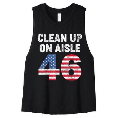 Anti Biden Clean Up On Aisle 46 Impeach Biden Women's Racerback Cropped Tank