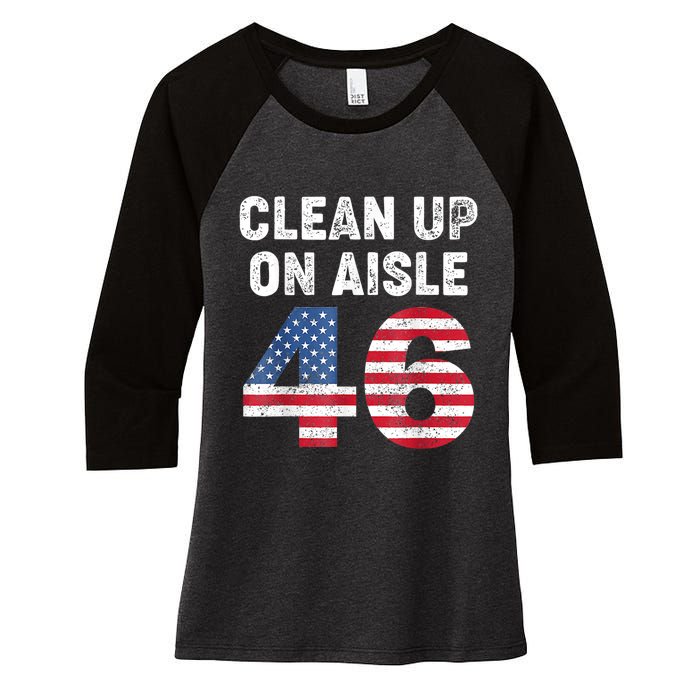 Anti Biden Clean Up On Aisle 46 Impeach Biden Women's Tri-Blend 3/4-Sleeve Raglan Shirt