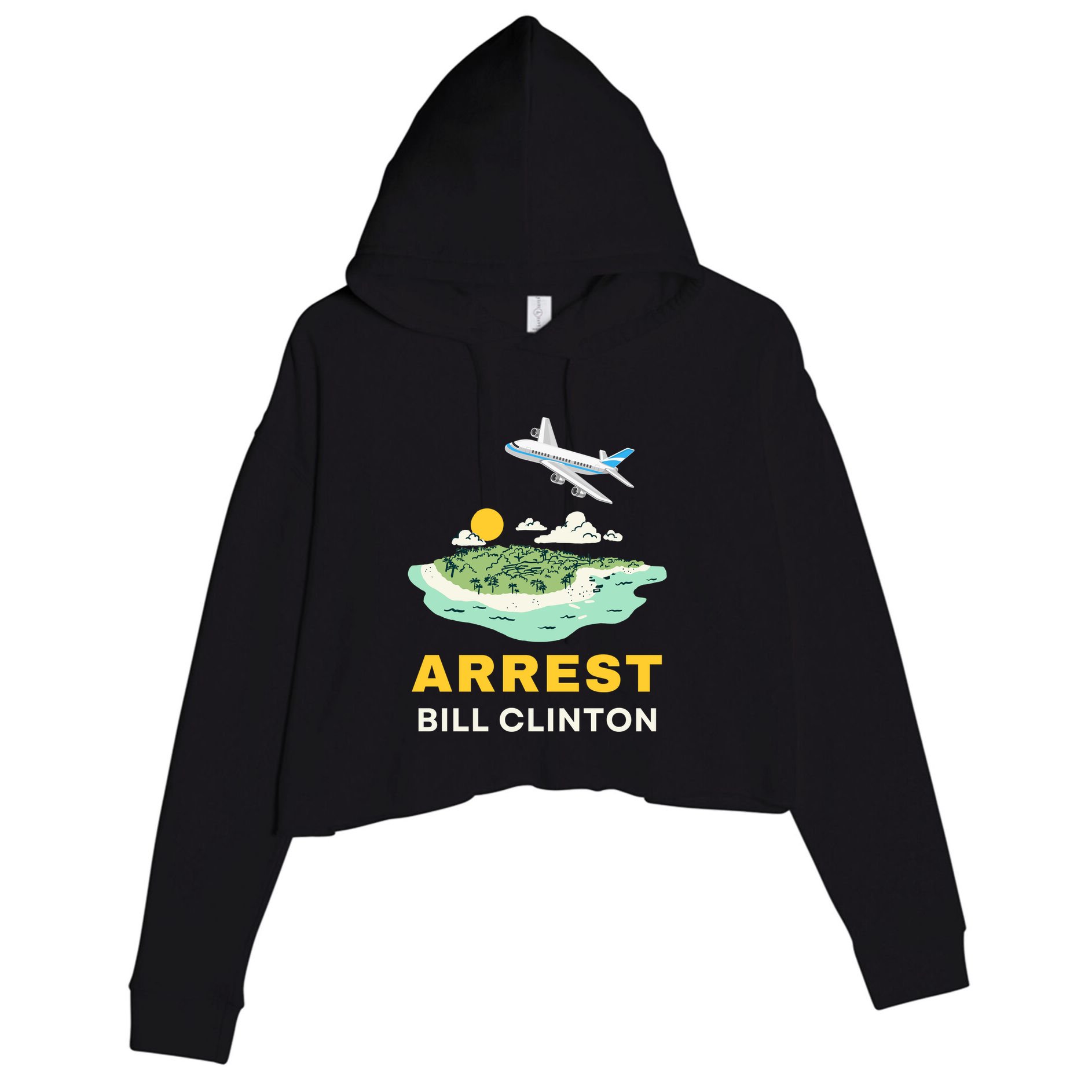 Arrest Bill Clinton Epstein Island Crop Fleece Hoodie