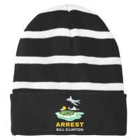 Arrest Bill Clinton Epstein Island Striped Beanie with Solid Band