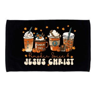 Autumn Blessings Coffee Latte Pumpkin Spice for Thanksgiving Microfiber Hand Towel