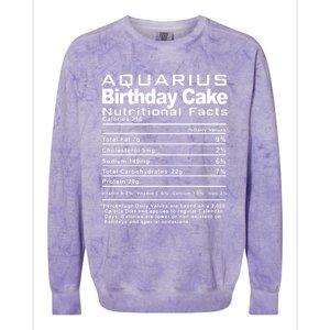 Aquarius Birthday Cake Nutrition Facts Gift Colorblast Crewneck Sweatshirt