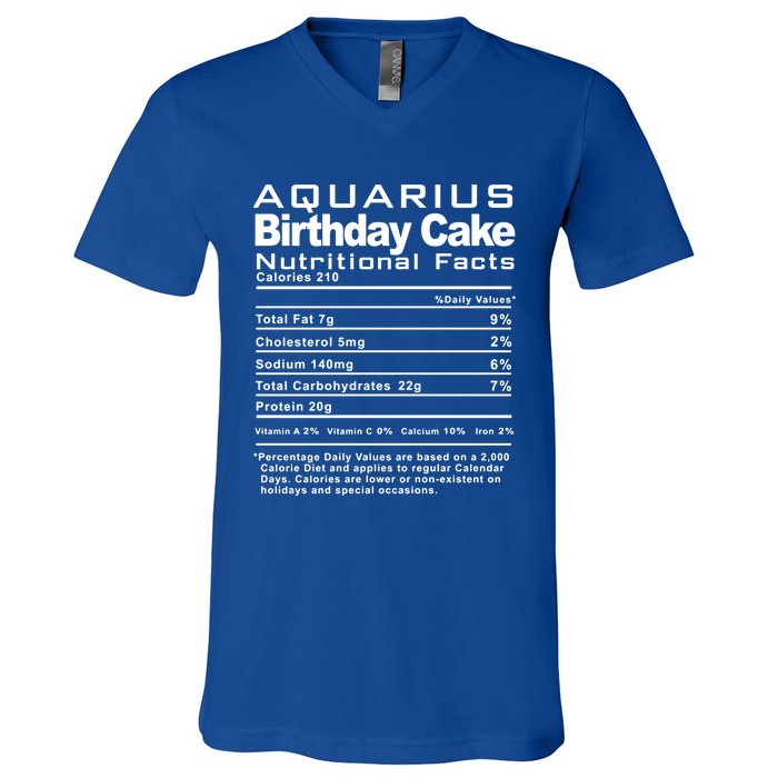 Aquarius Birthday Cake Nutrition Facts Gift V-Neck T-Shirt